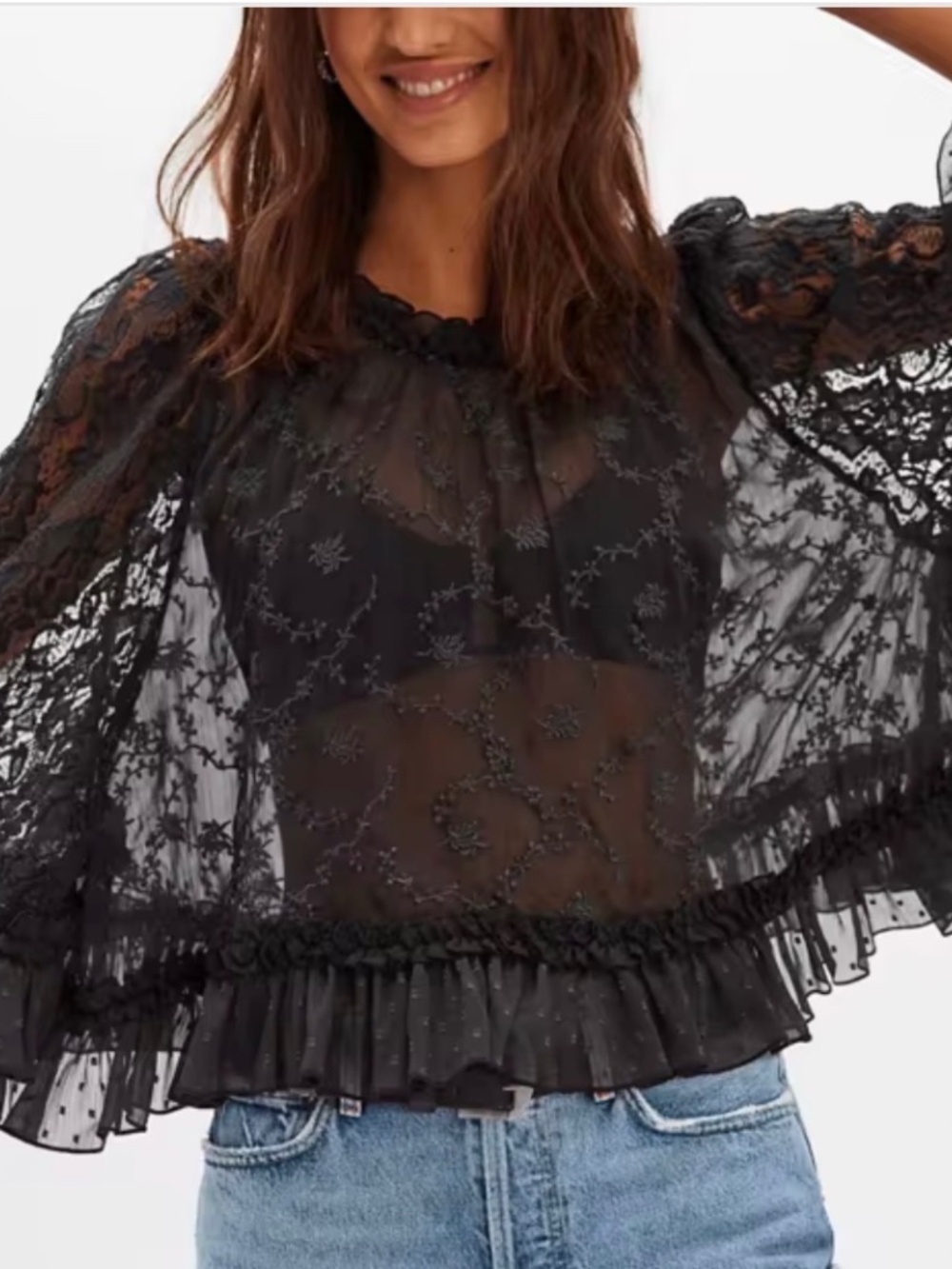 Women’s Black Lace Cape Top - Size  M